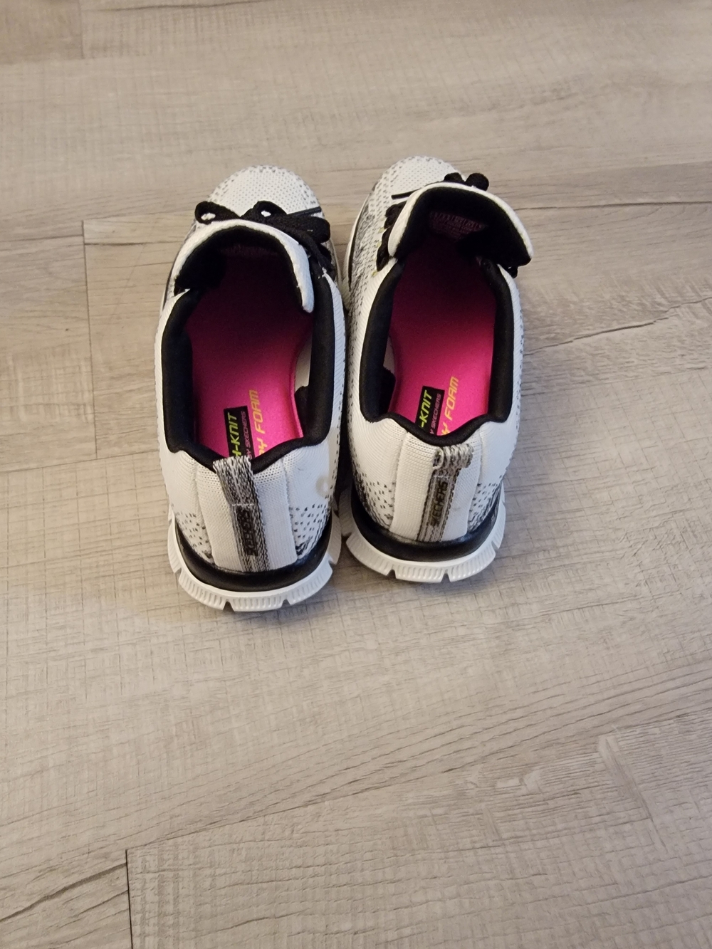 Skechers White and Black Knit Lace-Up Sneakers - Picture 3 of 8